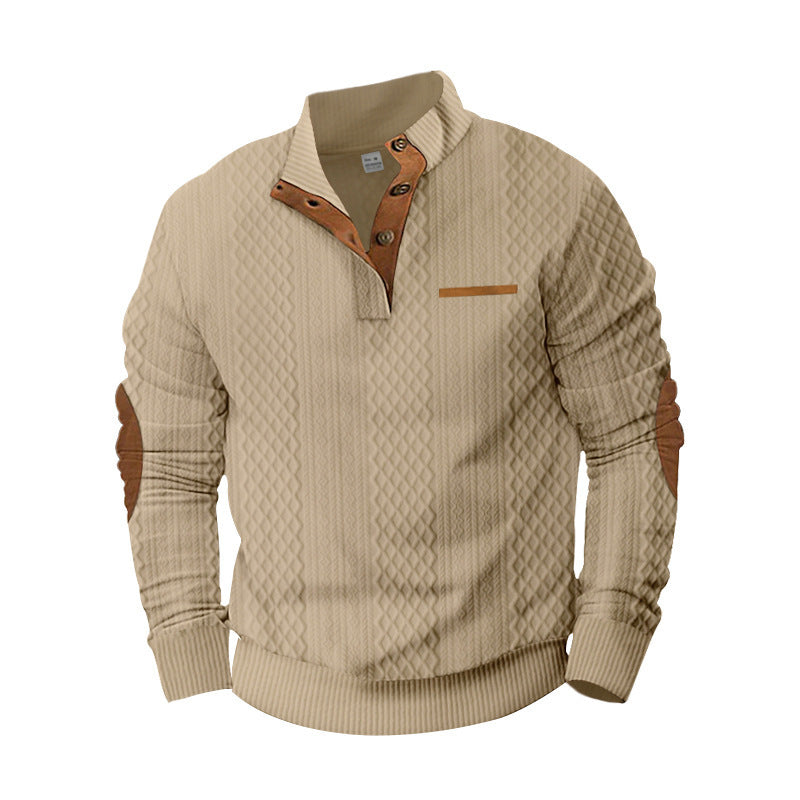 Pull-over tricoté confortable pour hommes avec motif texturé et applications élégantes Berg-Feldt