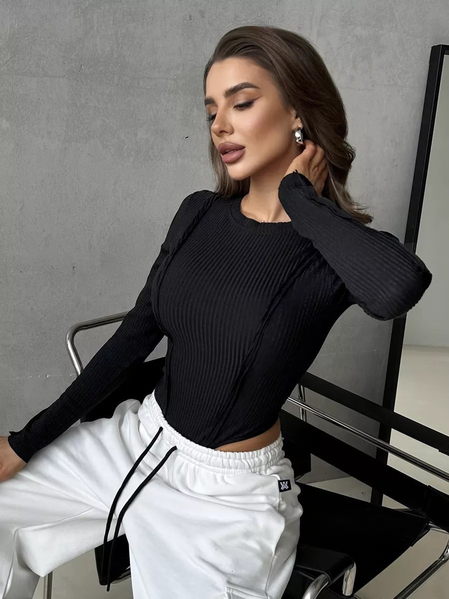 Figurbetonender Damen-Bodysuit mit langem Arm, weicher Rippstruktur und hohem Beinansatz von berg-feldt
