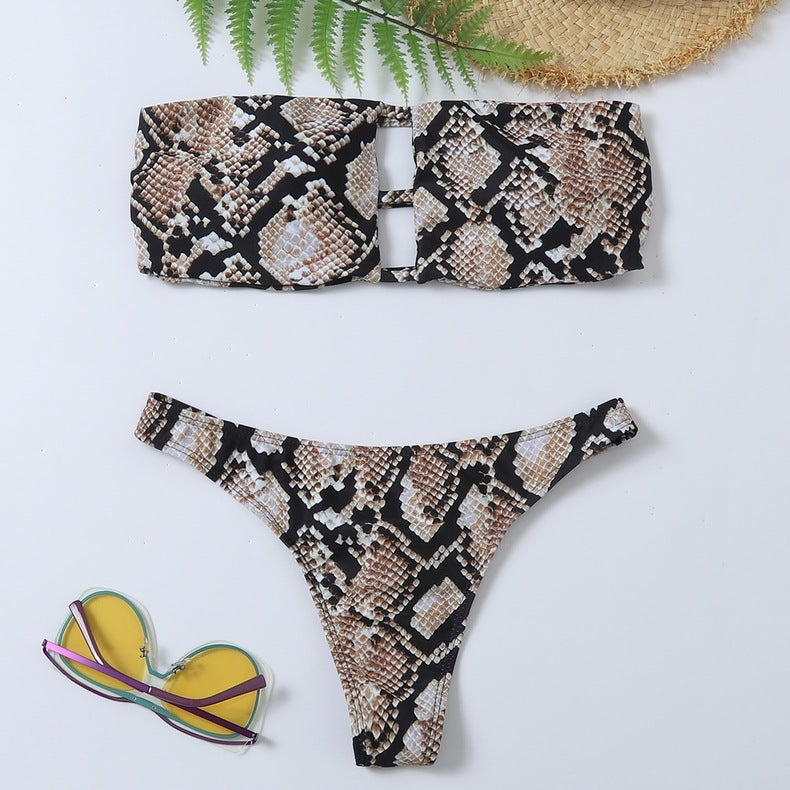 Ensemble bikini Berg-Feldt pour femme : imprimé serpent saisissant et découpes innovantes