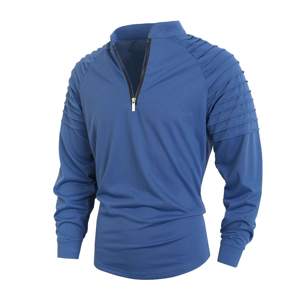 Herren Langarmshirt mit modernem Stehkragen und Reißverschluss Berg-Feldt