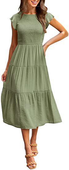 Midikleid für Damen mit elastischem Oberteil und fließendem Rock von berg-feldt