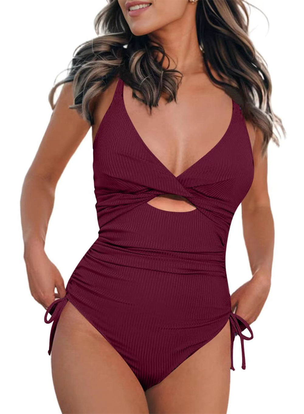 Women's High-Cut Ruffled Bodysuit with Adjustable Details by berg-feldt