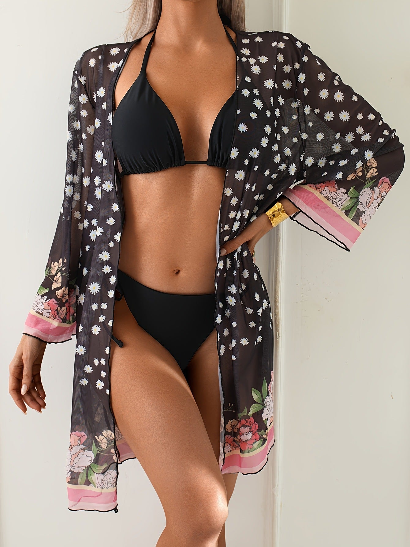 Kimono femme Berg-Feldt à motif floral plissé