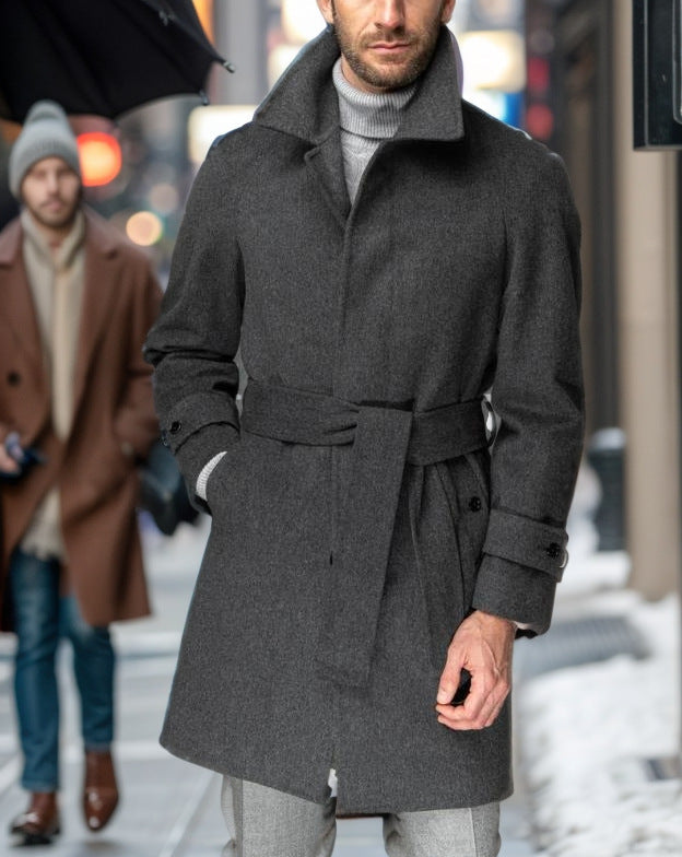 Trench-coat de laine homme tendance avec ceinture et grandes poches Berg-Feldt