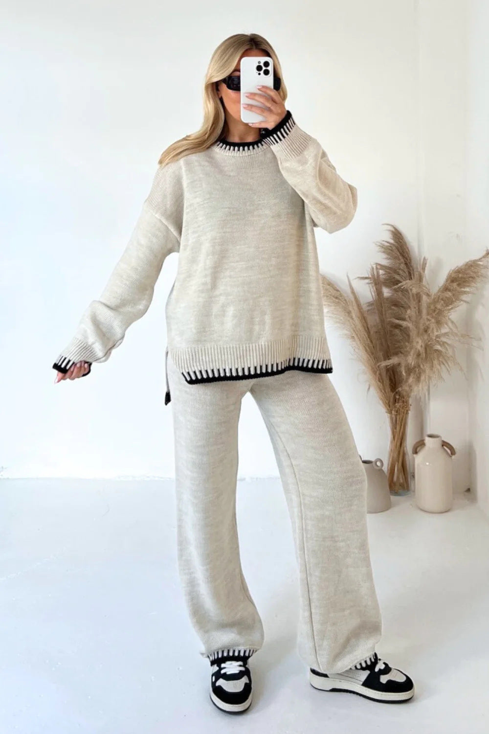 Ensemble tricoté grande taille pour femme avec détails contrastés Berg-Feldt