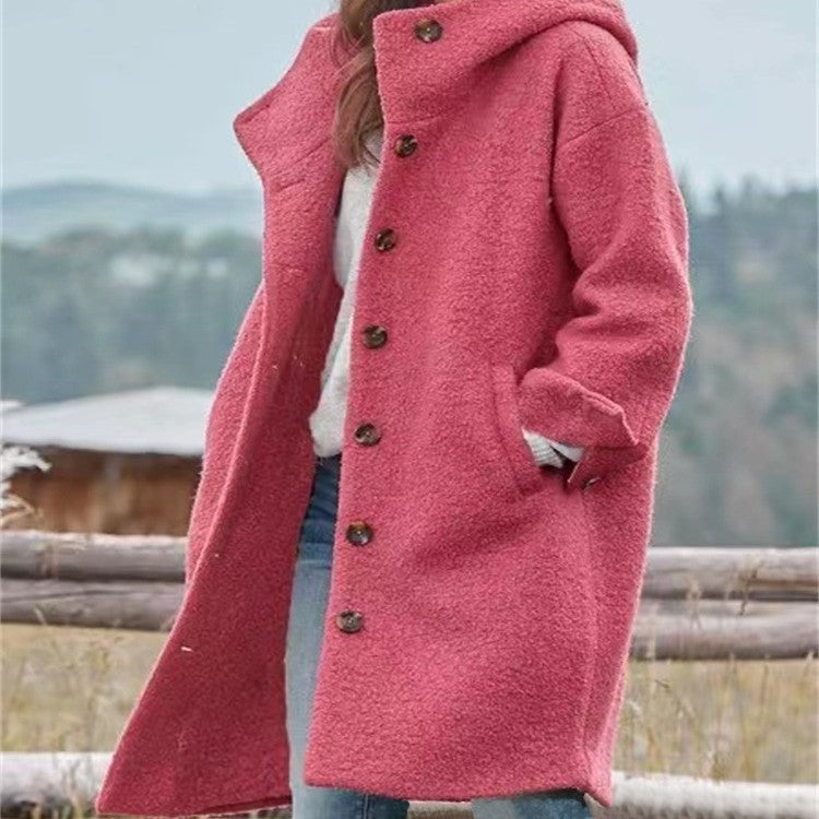 Damen Oversized Wollmantel mit praktischem Knopfverschluss Berg-Feldt