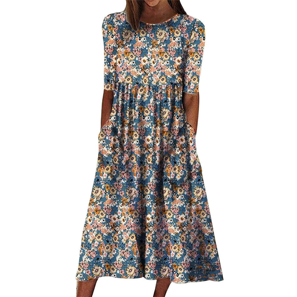 Robe midi à fleurs pour femme Berg-Feldt, coupe confortable