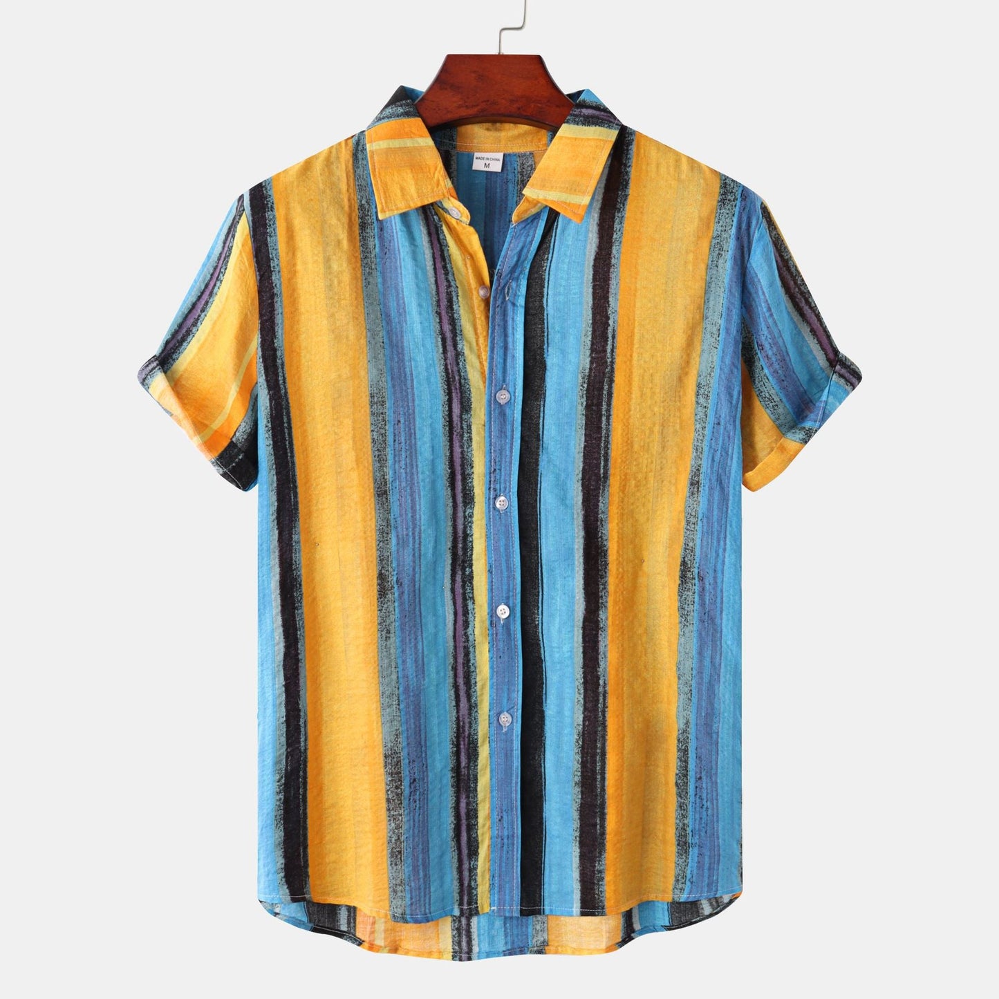 Chemise à manches courtes pour homme avec motif rayé coloré et matière légère Berg-Feldt