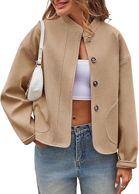 Berg-Feldt Blouson ample boutonné avec poches latérales pour femme
