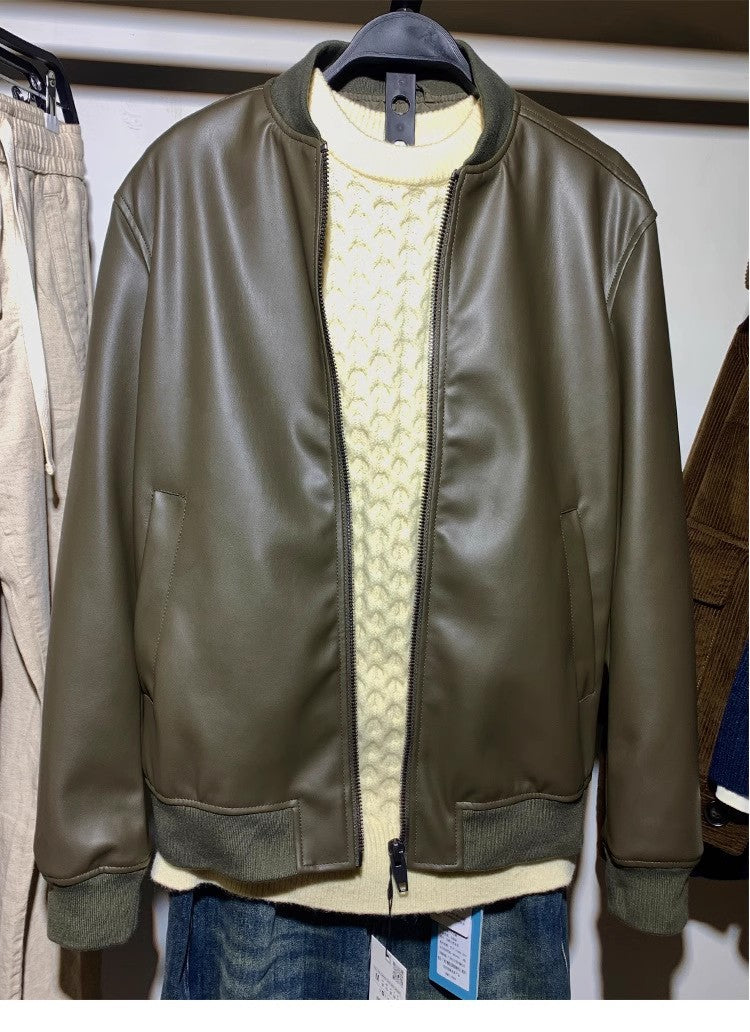 Blouson de motard stylé pour hommes en similicuir de haute qualité avec poches pratiques Hedi-Mode