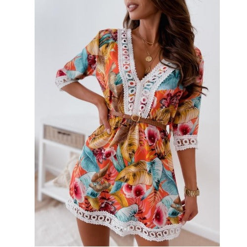 Kurzes Bohemian-Kleid von berg-feldt mit dekorativem Besatz