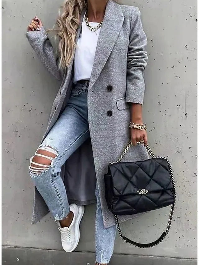 Manteau long à motif floral pour femme avec col élégant et ourlet évasé Berg-Feldt