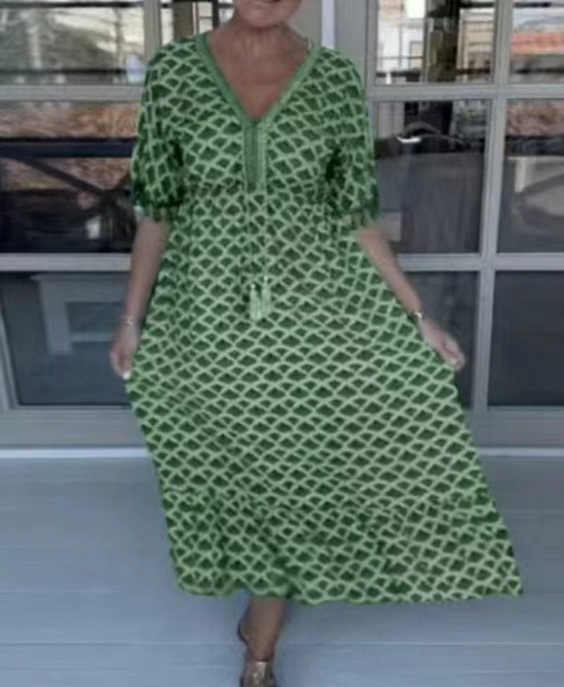 Robe d'été élégante pour femme avec manches à franges et col en V de berg-feldt