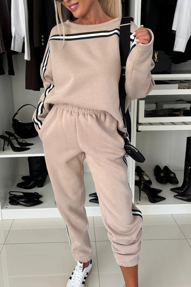 Berg-Feldt | Vibes Langarm Sweatshirt und Elastische Hose Zweiteiler Satz