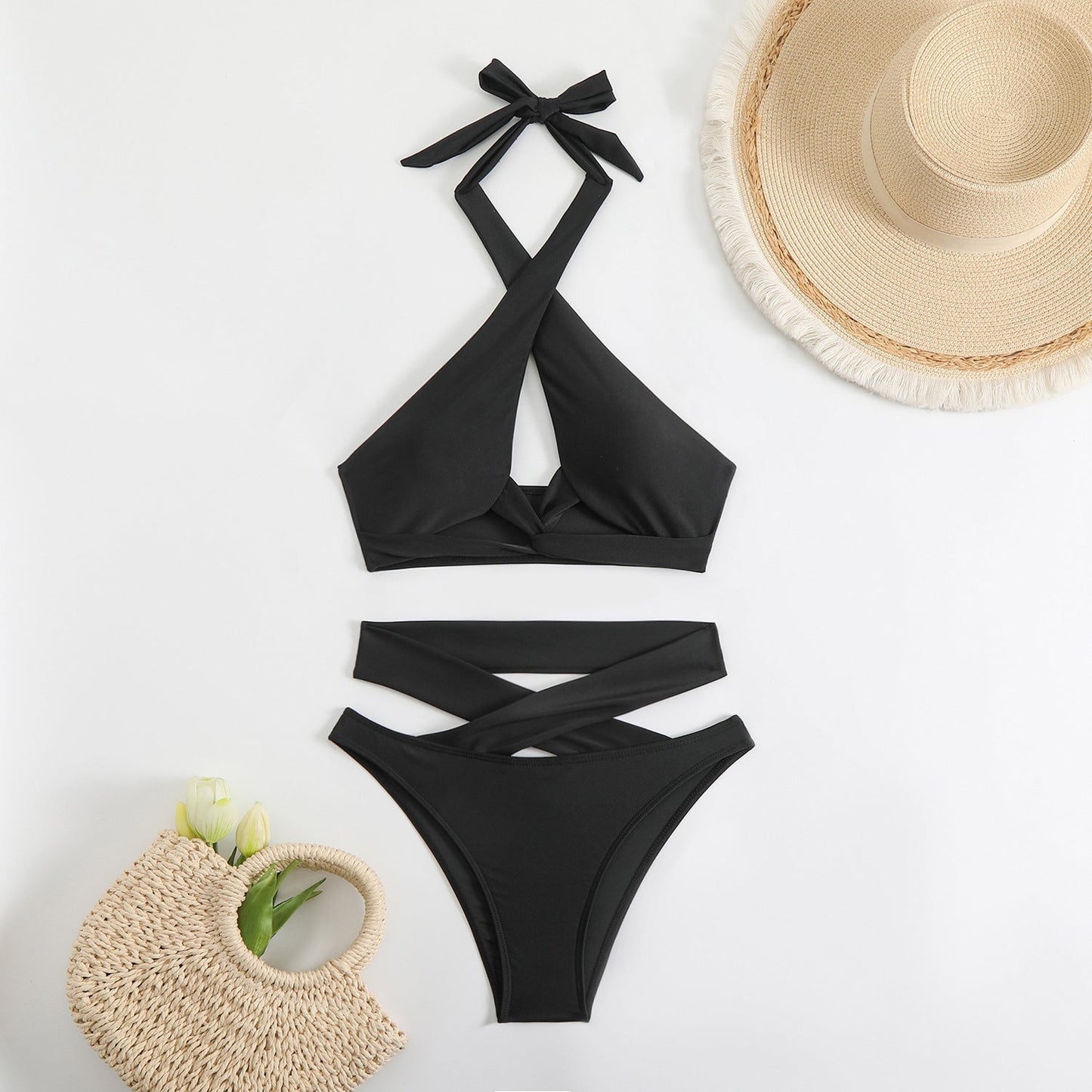 Maillot de bain deux pièces taille haute avec dos croisé pour femme de berg-feldt