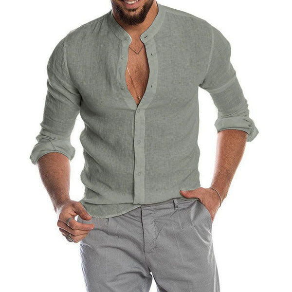 Herren Leinenhemd mit modernem Henley-Ausschnitt und Struktur Berg-Feldt