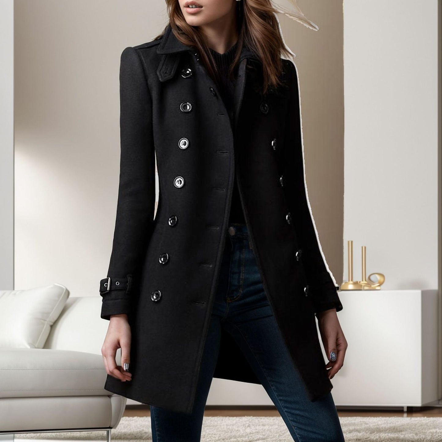 Trench-coat élégant pour femme à double boutonnage et col montant Berg-Feldt