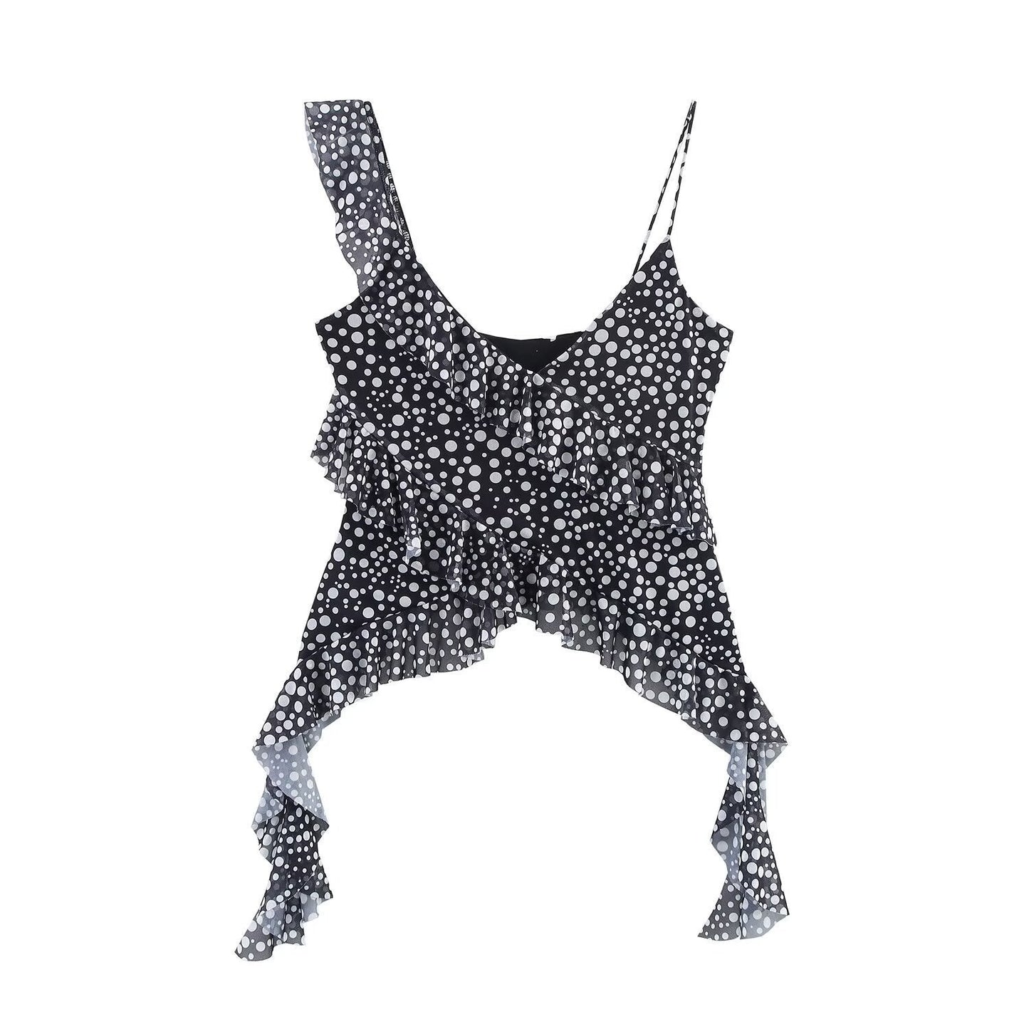Haut asymétrique à volants léopard Berg-Feldt pour femme