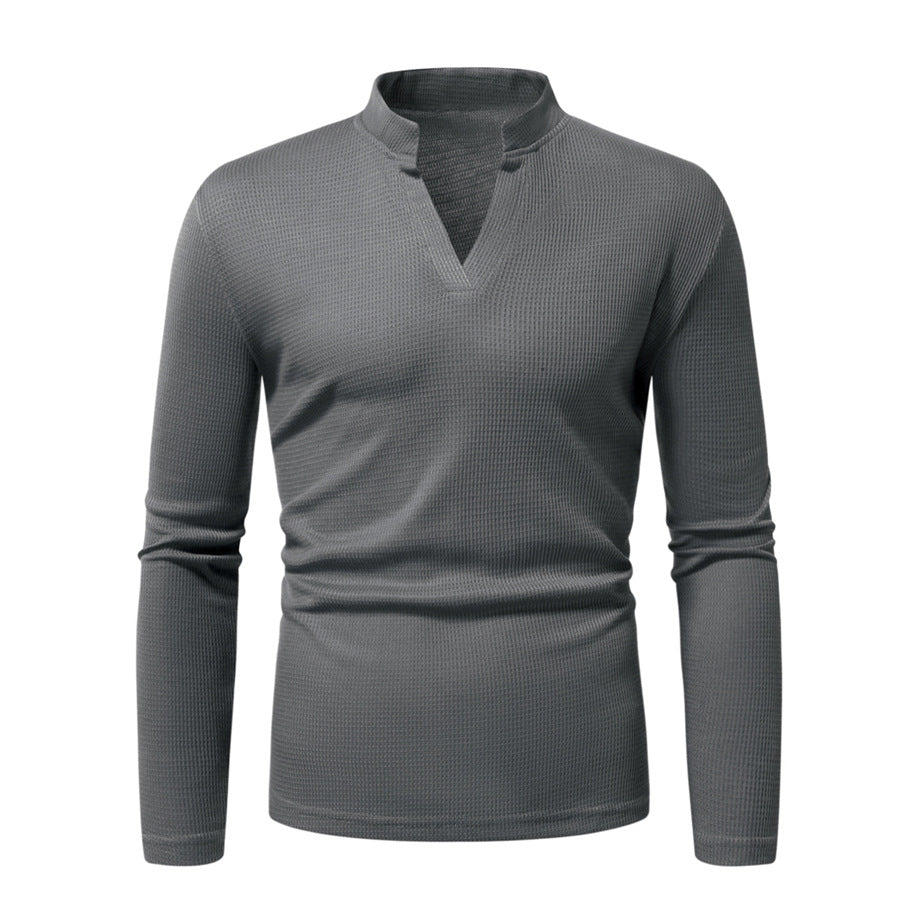 Herren Langarmshirt mit modernem Stehkragen und strukturierter Oberfläche Berg-Feldt