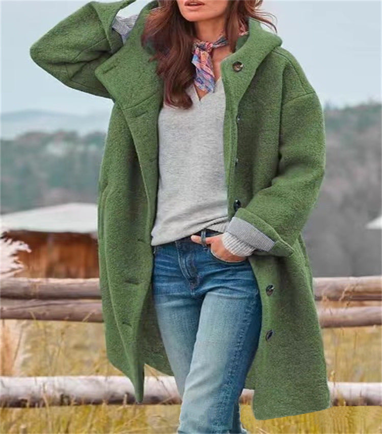 Damen Oversized Wollmantel mit praktischem Knopfverschluss Berg-Feldt