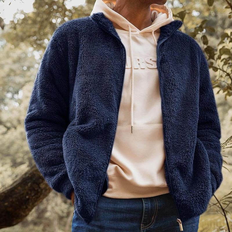 Herren Fleecejacke mit hohem Kragen und praktischen Taschen Berg-Feldt