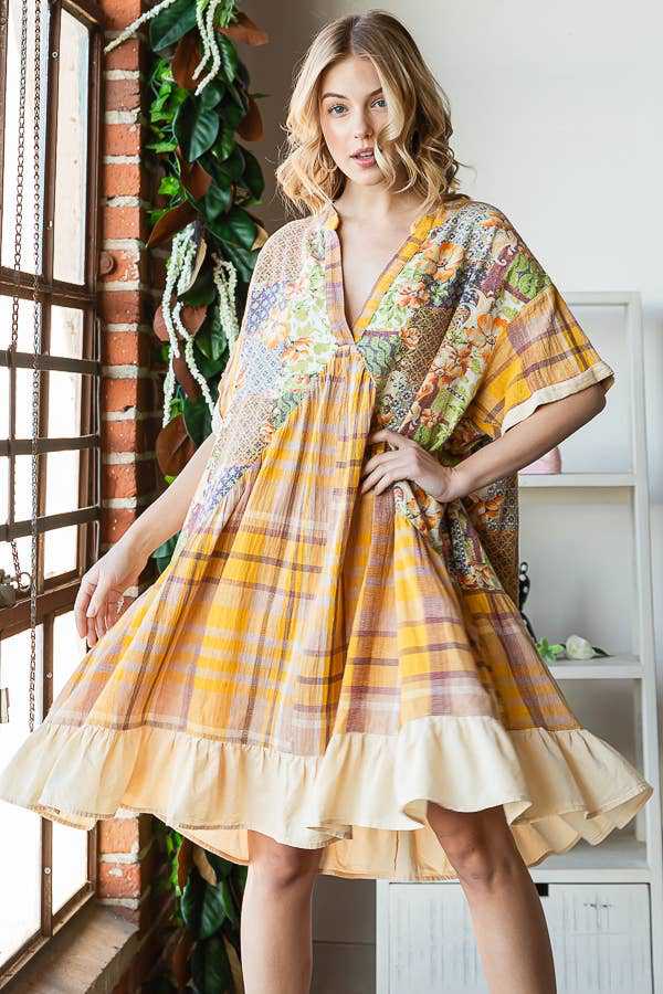 Robe à volants Berg-Feldt avec imprimé patchwork pour femme
