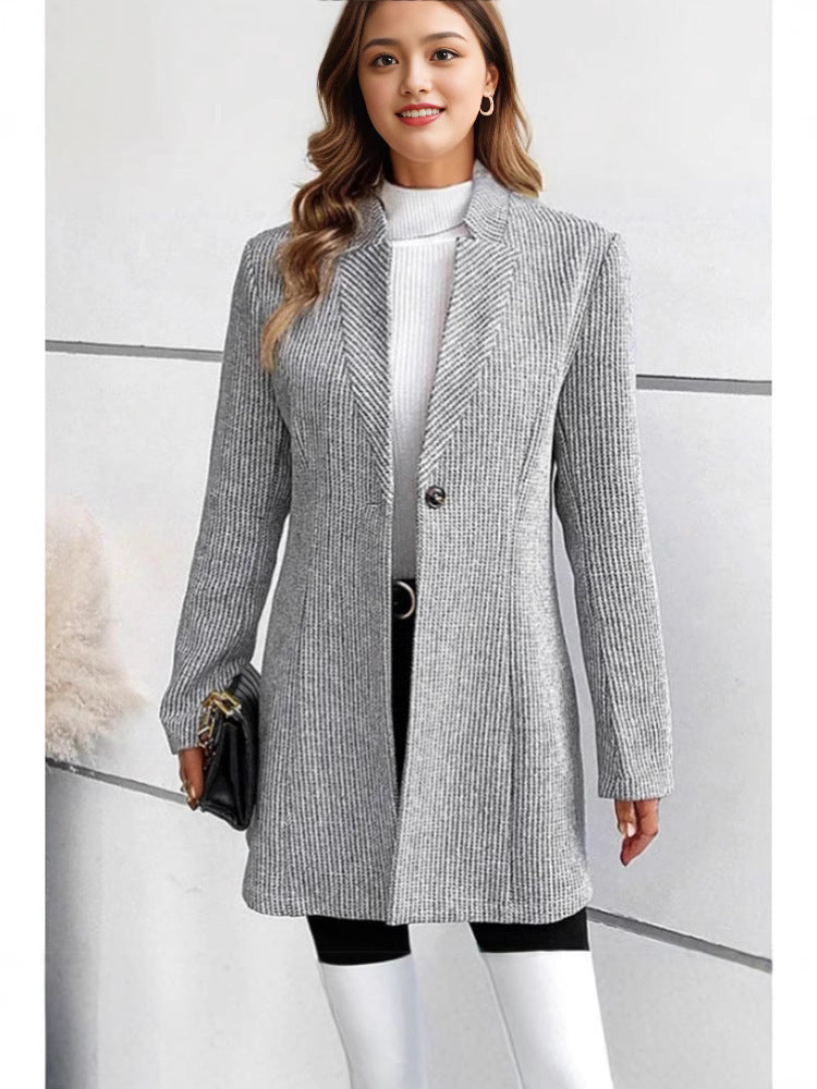 Blazer élégant en maille pour femme avec col revers et subtile structure côtelée Berg-Feldt