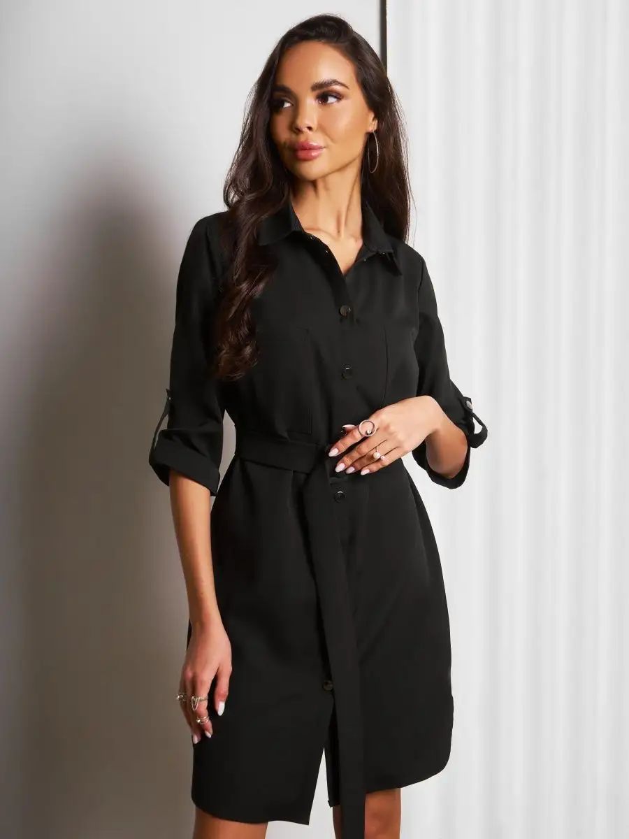 Élégante robe chemise pour femme avec ceinture et patte de boutonnage berg-feldt