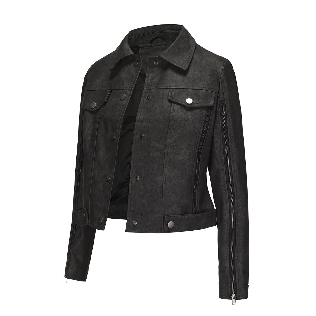 Veste courte femme tendance en similicuir avec détails zippés Berg-Feldt