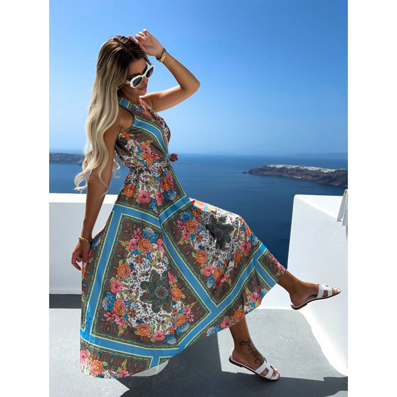 Robe longue femme à motif floral et ceinture élégante berg-feldt