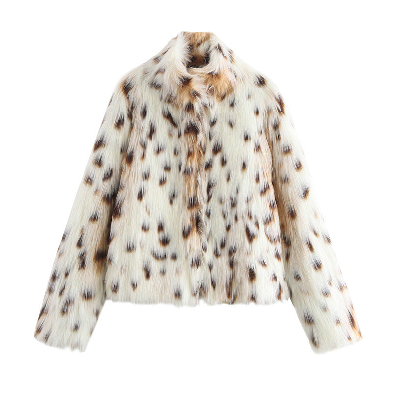 Veste douillette en fausse fourrure pour femmes avec motif léopard à la mode Berg-Feldt