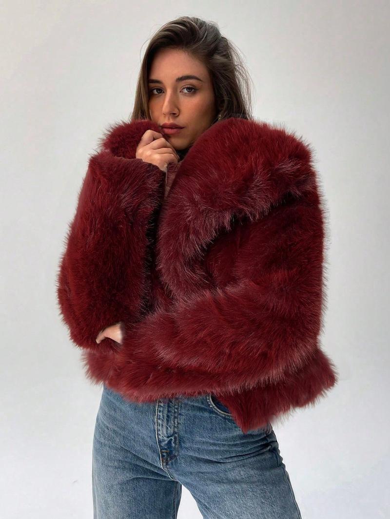 Veste courte en fausse fourrure tendance pour femme avec manches bouffantes Berg-Feldt