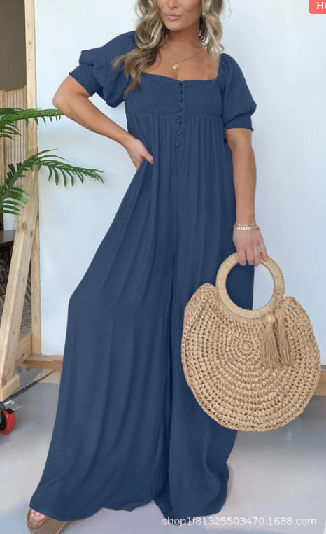 Berg-Feldt Robe longue pour femme, coupe décontractée à manches bouffantes