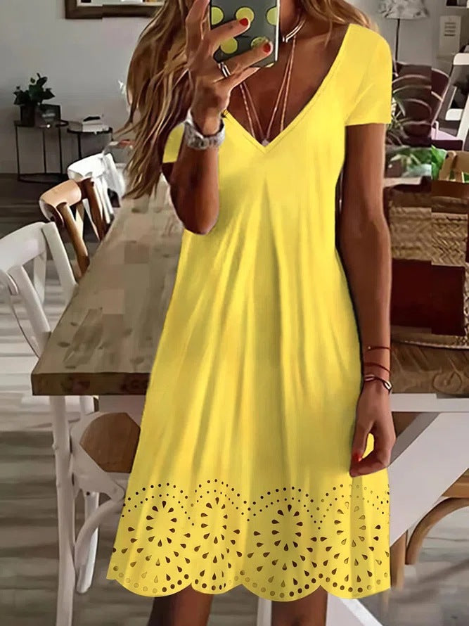 Robe femme Berg-Feldt à col en V et ourlet ajouré