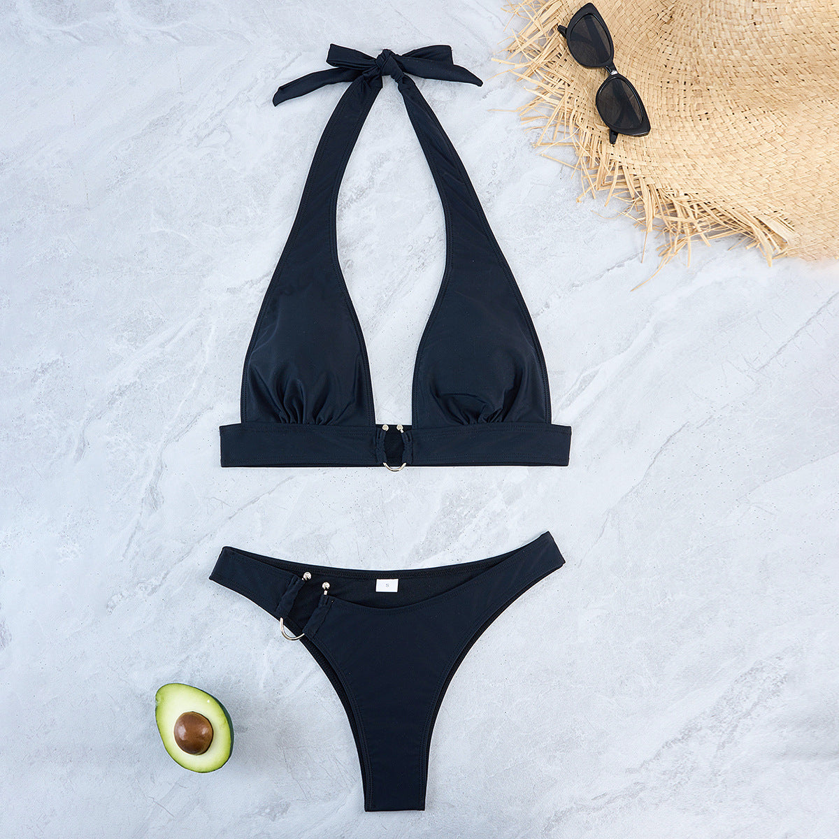 Women's High-Cut Triangle Bikini Set with Ring Detail by berg-feldt