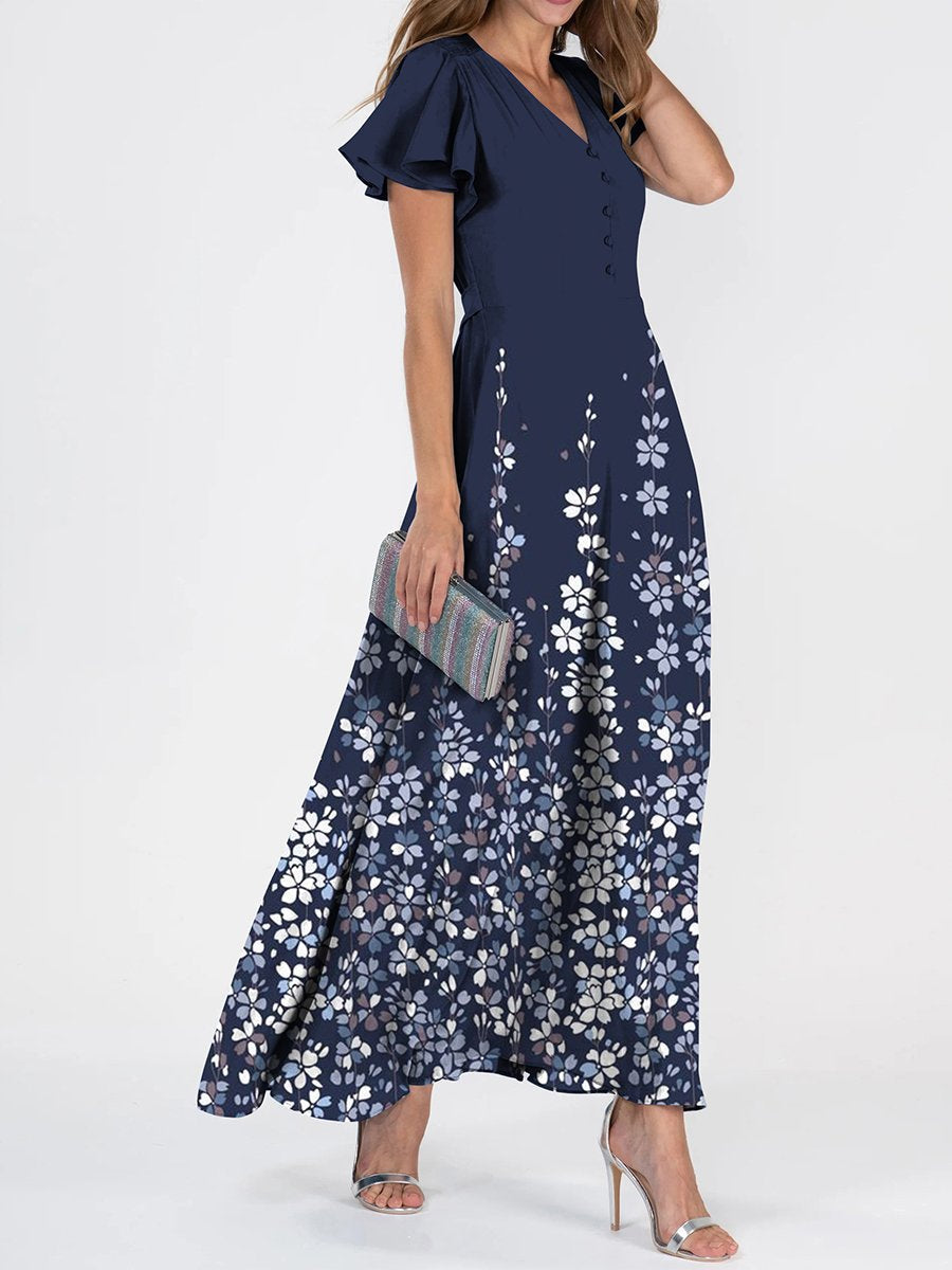 Elegantes Maxikleid für Damen mit Blumenmuster und Rüschen von berg-feldt