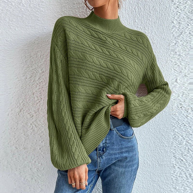 Berg-Feldt | Einfarbiger Strickpullover mit Lockeren Ärmeln