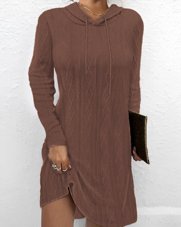 Damen Sweatkleid mit Kapuze und raffinierten Strickdetails Berg-Feldt