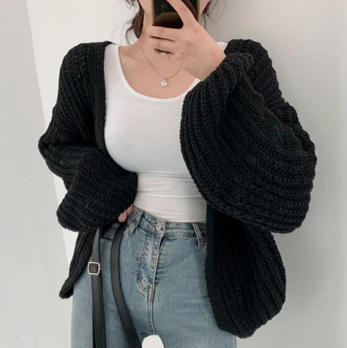 Cardigan oversize en grosse maille avec col en V profond pour femme Berg-Feldt