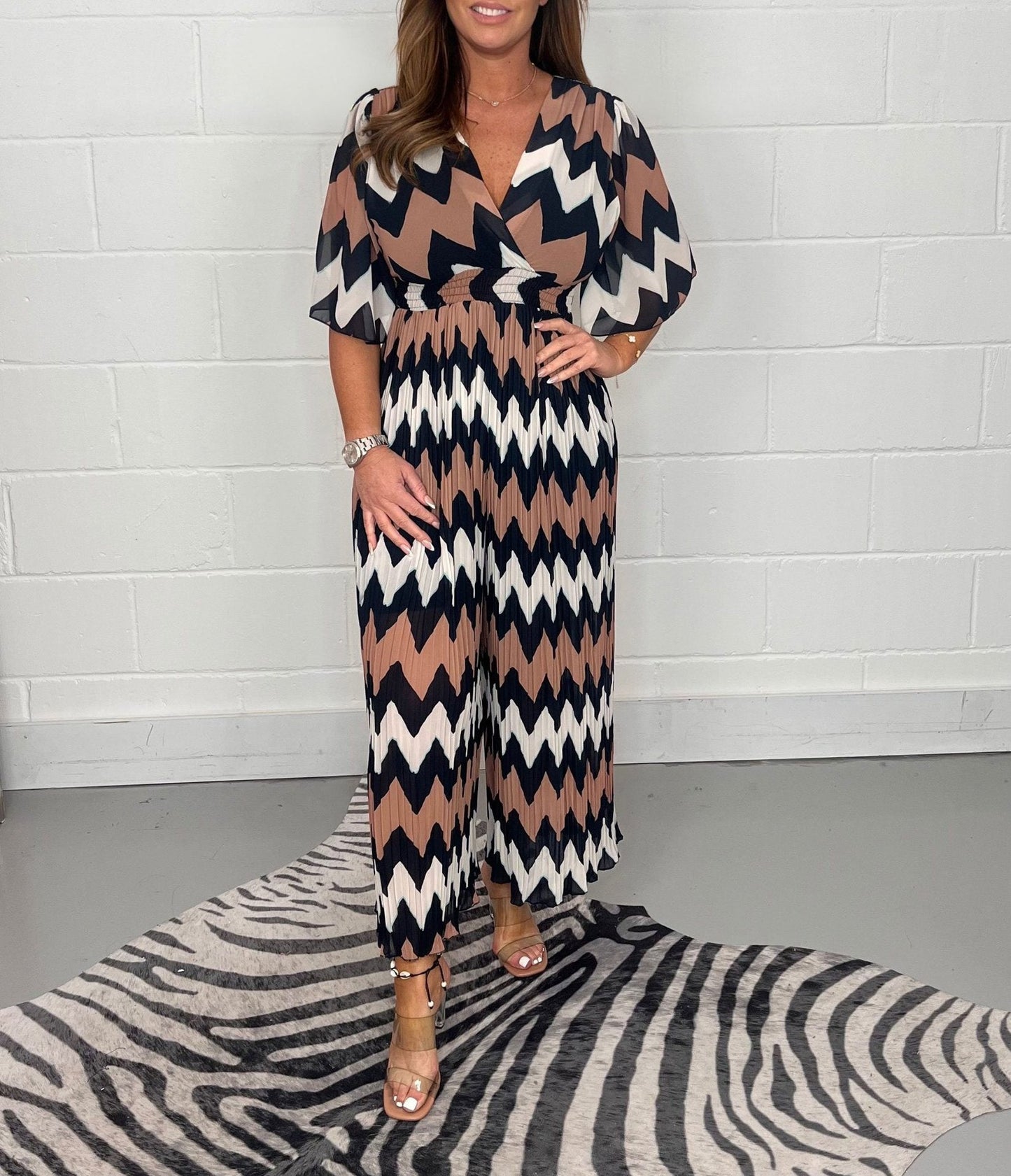 Combinaison longue à imprimé chevrons pour femme Berg-feldt