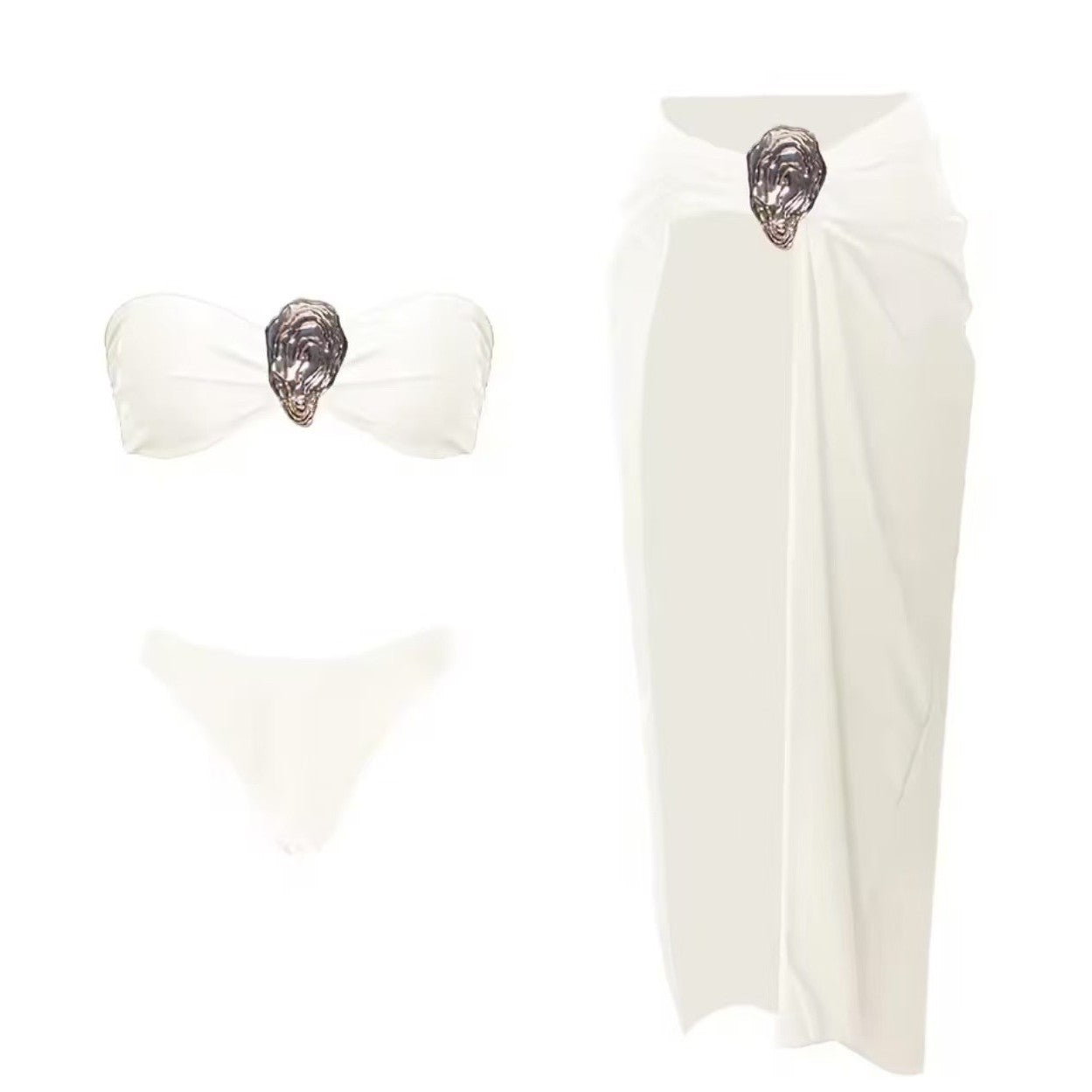 Elegant women's bikini with bandeau top and flowing skirt by berg-feldt