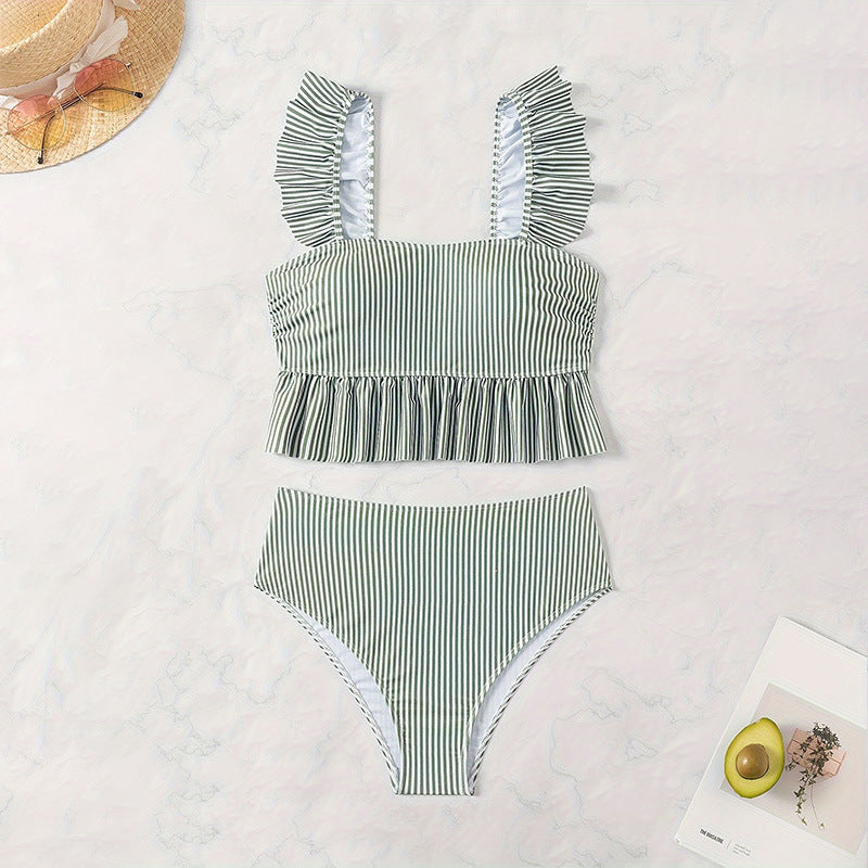 Ensemble de bikini pour femme avec volants fantaisie et coupe haute par berg-feldt