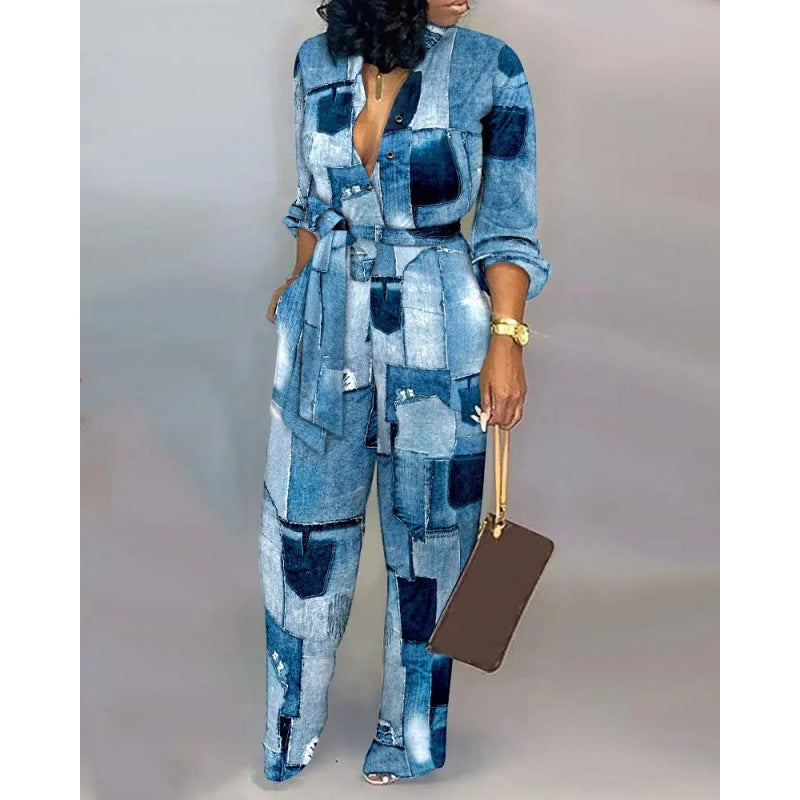 Combinaison en jean pour femme avec design patchwork tendance et poches pratiques Berg-Feldt