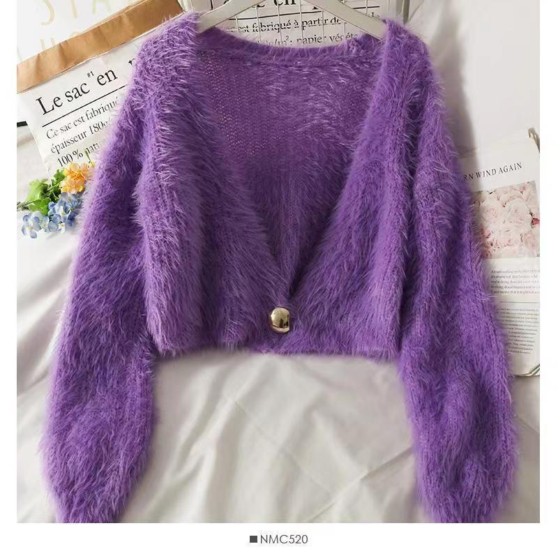 Gilet court flou à col en V et boutons pour femme Berg-Feldt