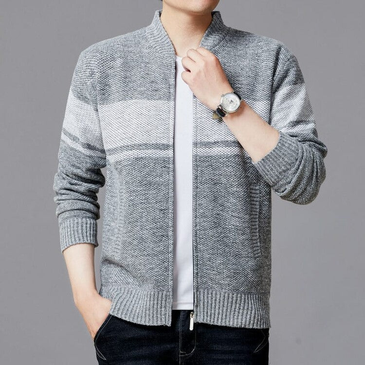 Herren Strickjacke mit modernem Zipper und strukturiertem Design Berg-Feldt