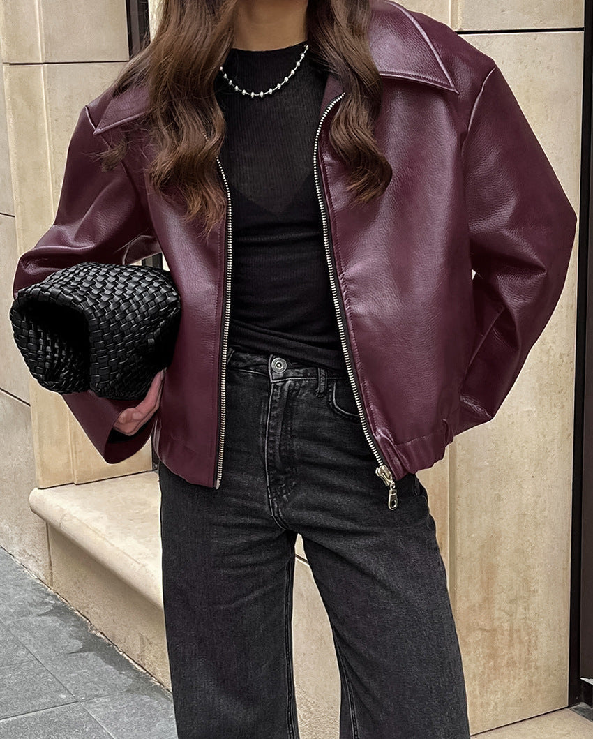 Berg-Feldt | Lift Matte Cropped Pu-Leder Bikerjacke