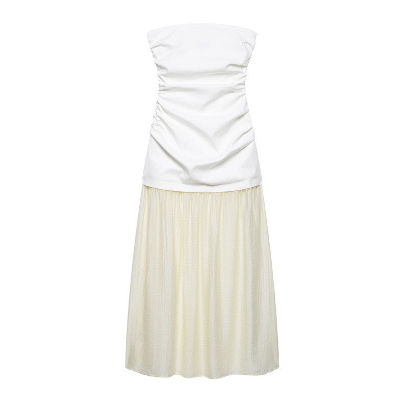 Robe longue bustier drapée au corsage avec jupe fluide pour femme de berg-feldt