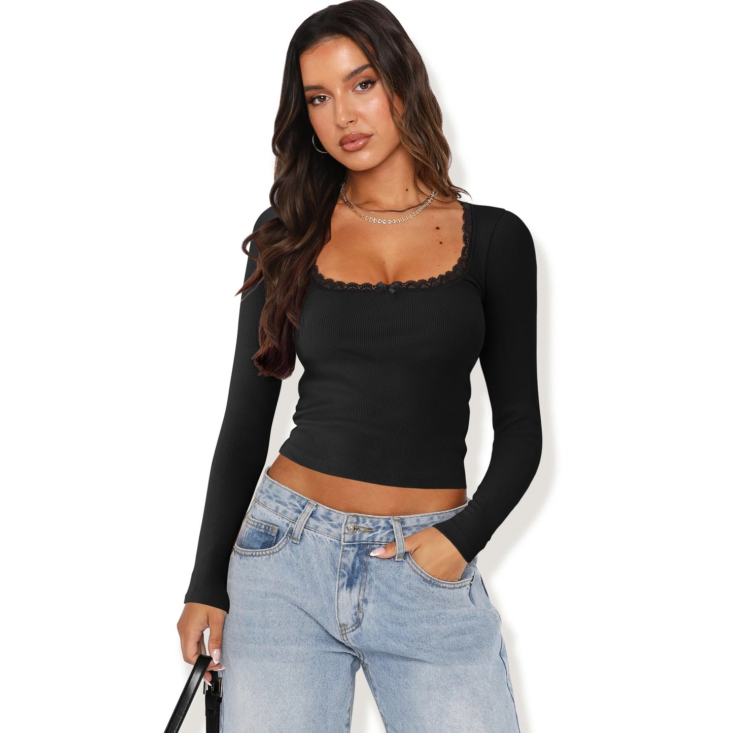 T-shirt femme à manches longues avec ruche élégante et coupe ajustée Berg-Feldt