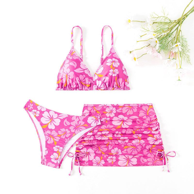 Ensemble de bikini pour femme de berg-feldt avec motif floral ludique et jupe portefeuille réglable