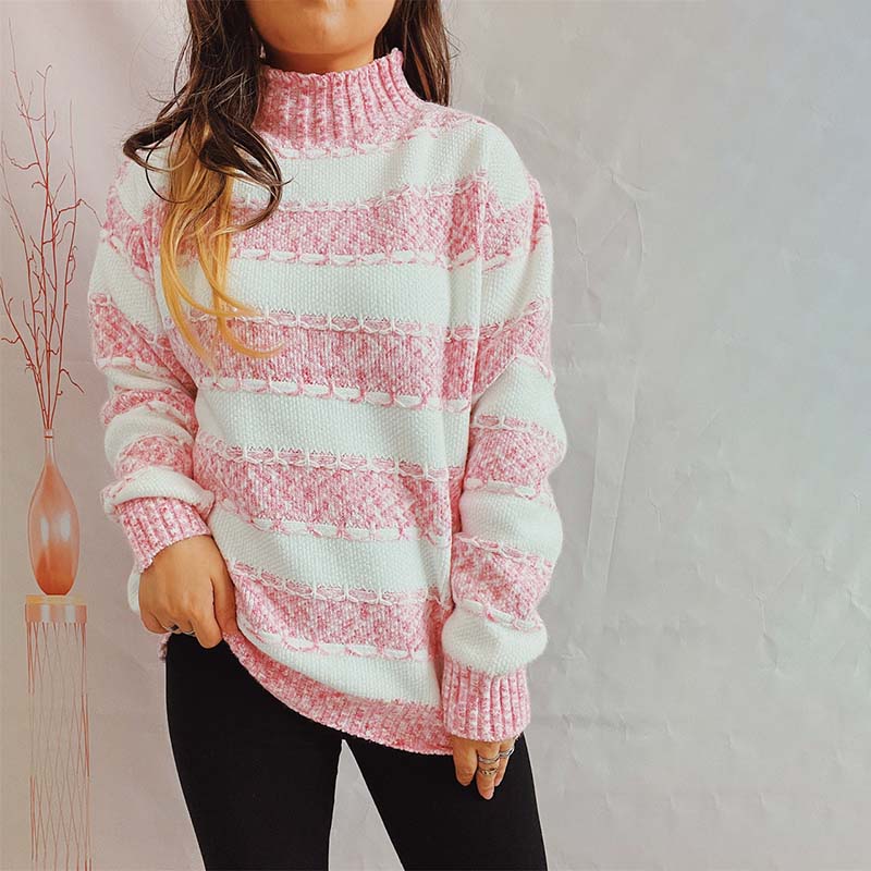 Berg-Feldt | Cardigan Doux à Rayures Structurées en Acrylique, Confortable et Chaud